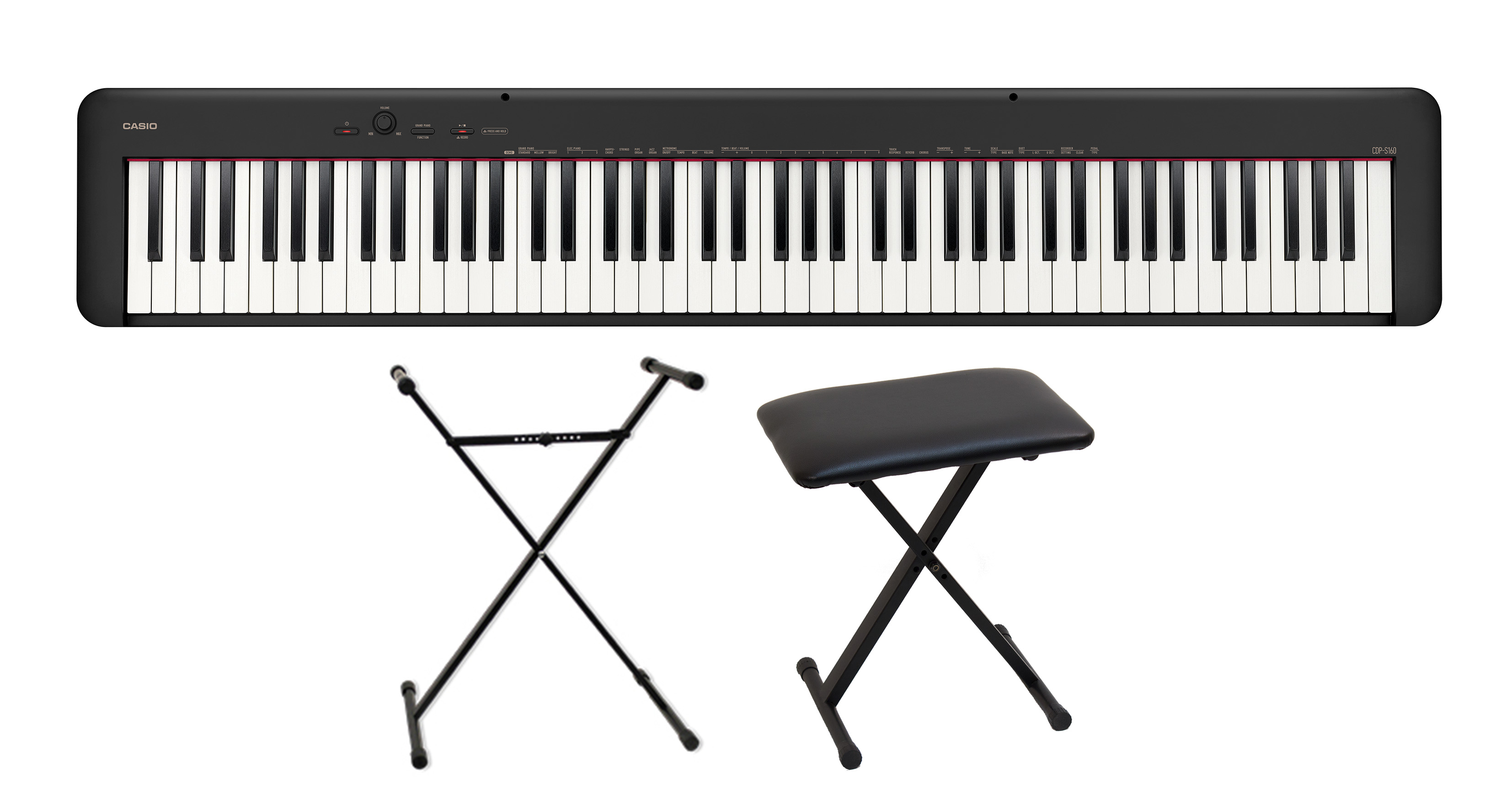 Casio S160BK Keyboard Premium Package with Stand and Bench